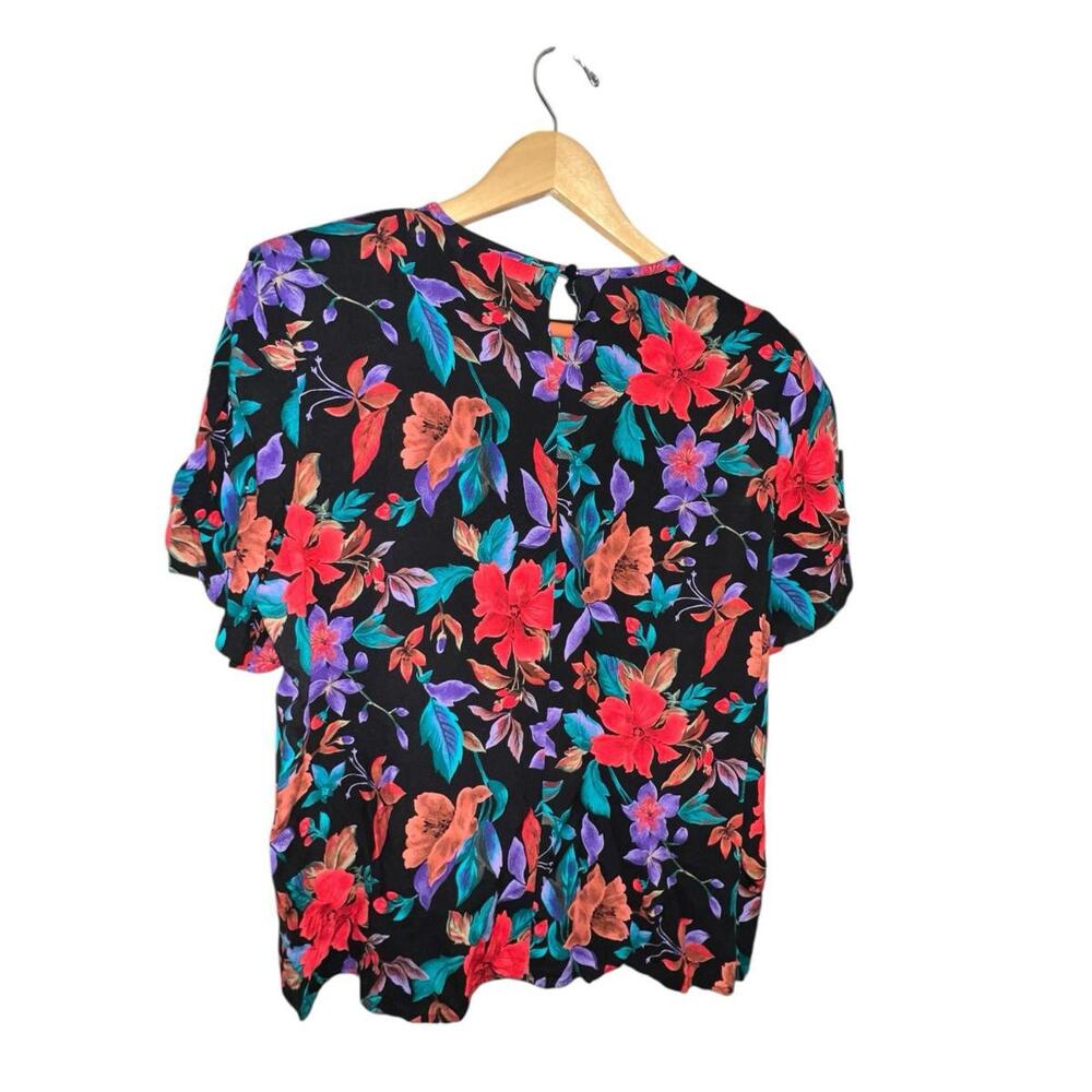 VTG 90's Sag Harbor Multi Floral Blouse Short Sleeve Top Women’s Size Large - Picture 3 of 9